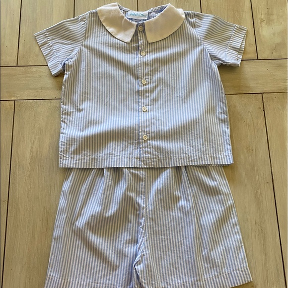 Funtasia Too Other - ⚓️ FUNTASIA TOO Boys Blue Striped Dressy Two Piece Set ~ Shorts & Shirt ⚓️
